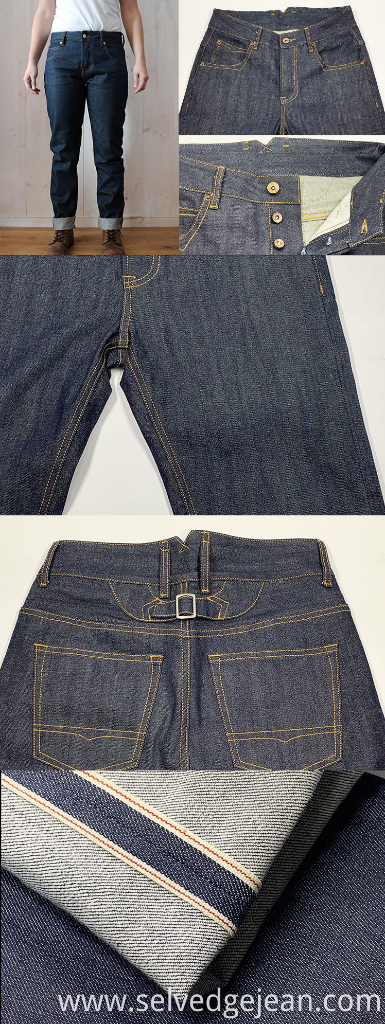 Wholesale OEM Japanese 12oz custom thickness denim classic selvedge Button fly jeans